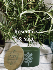 Rosemary Sage Soy Candle - 6 oz Ceramic Jar, Cotton Wick | Terreux Mind