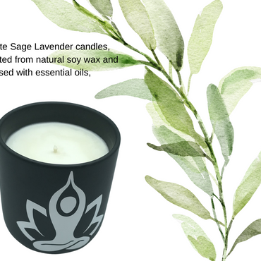 White Sage & Lavender Soy Candle - 8.5 oz Ceramic Jar, Cotton Wick | Terreux Mind