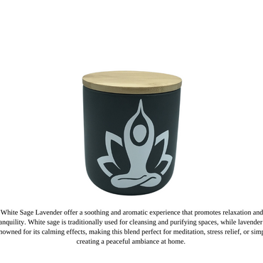 White Sage & Lavender Soy Candle - 8.5 oz Ceramic Jar, Cotton Wick | Terreux Mind