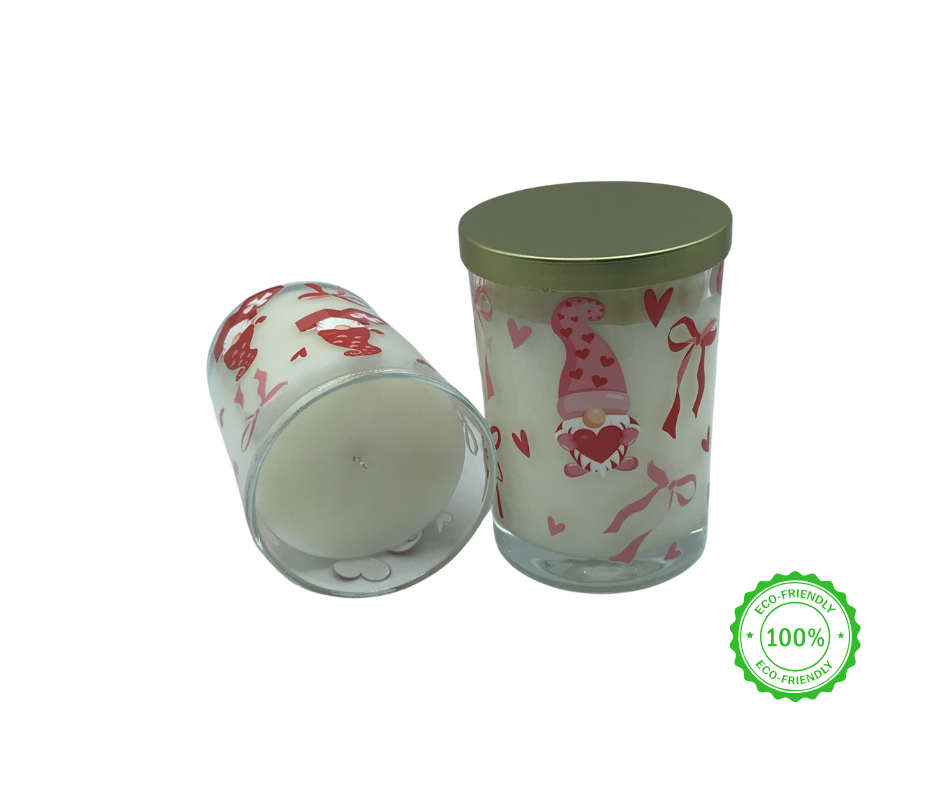 Valentine Gift Set - 2 Pack 7.5 oz Hand Poured Scented Candles by Terreux Mind in stylish glass jars with gnome design, perfect for gifting.