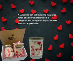 Valentine Gift Set - 2 Pack 7.5 oz, Hand Poured Scented Candles by Terreux Mind, featuring candles with gnome designs and a decorative gift box.