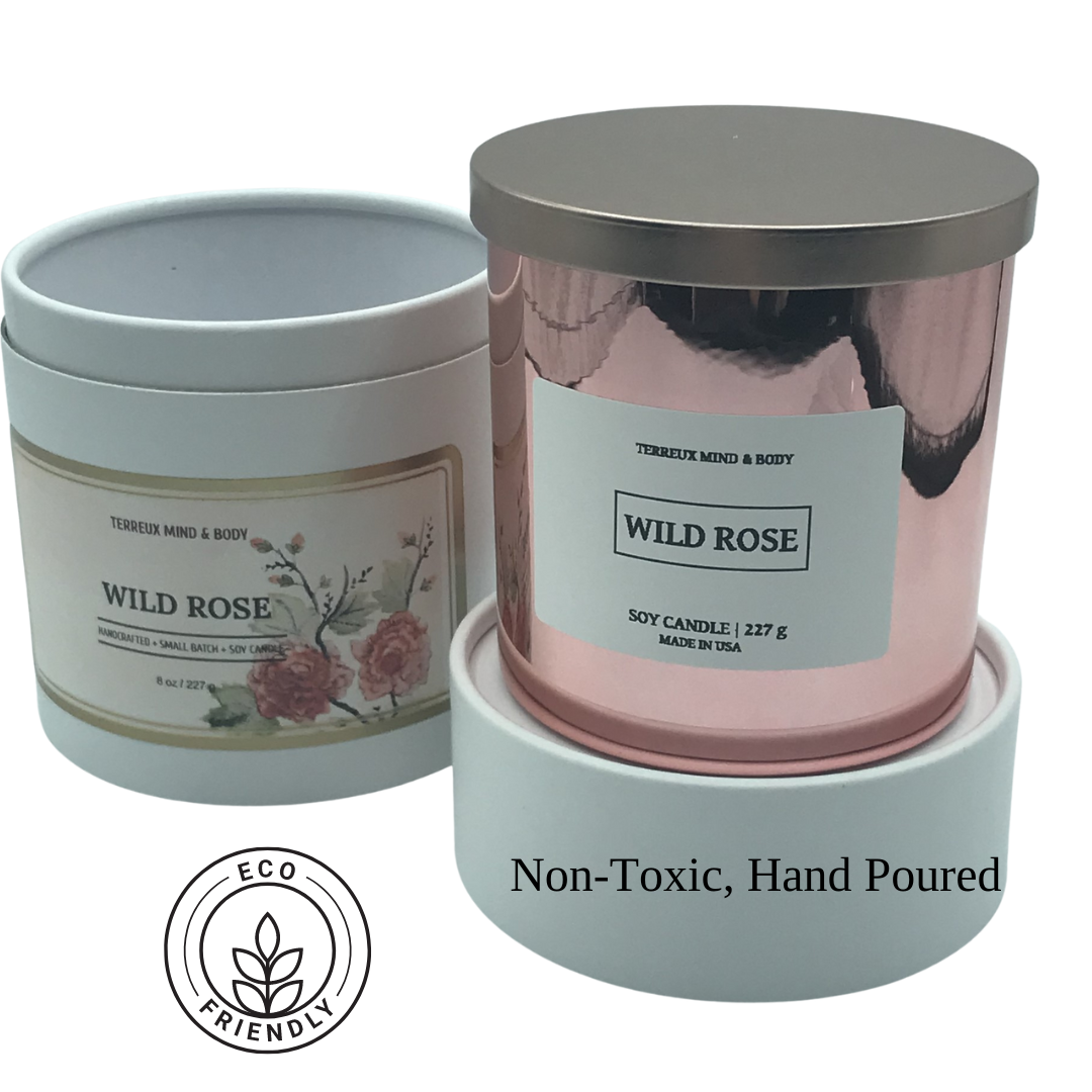 Wild Rose Soy Candle 8.4 oz Jar Non-Toxic