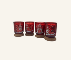 Romantic Candle Gift Set - 4 Pack, 3.5 oz Red Jars, Valentine Gnome by Terreux Mind, featuring red votive candles with charming gnome and letter designs.