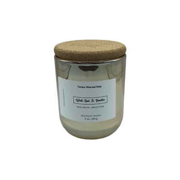 White Oak & Vanilla Soy Candle - 8.5 oz Luxe Glass, Cotton Wick | Terreux Mind